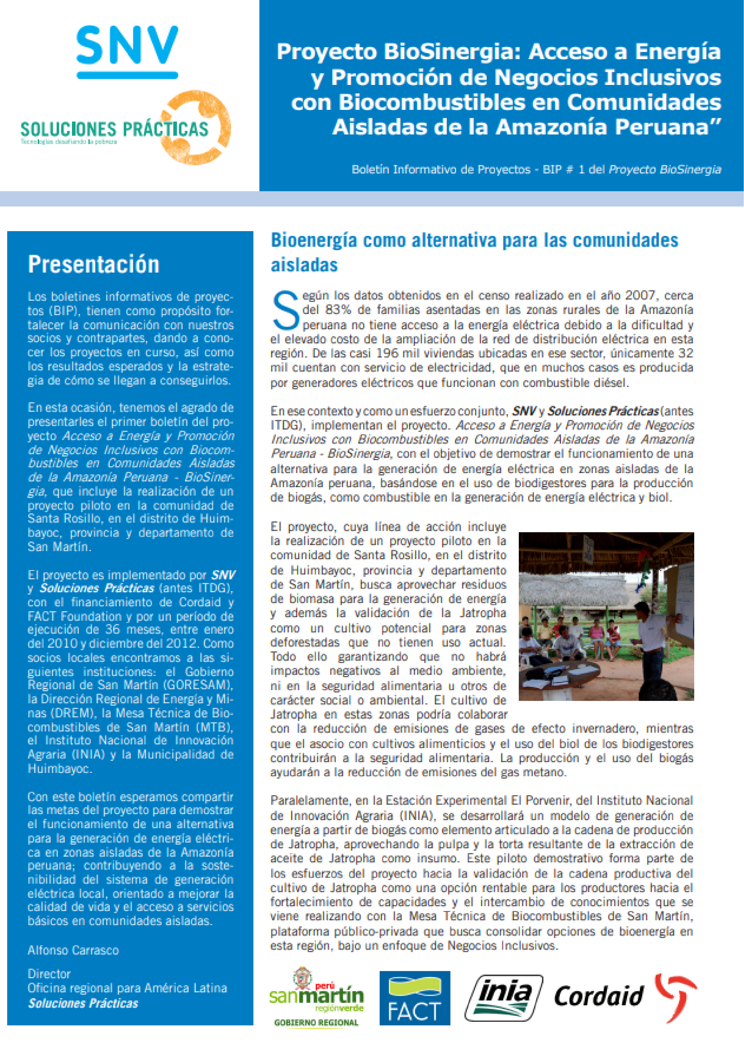 Proyecto BioSinergia: Acceso a Energía y Promoción de Negocios ...